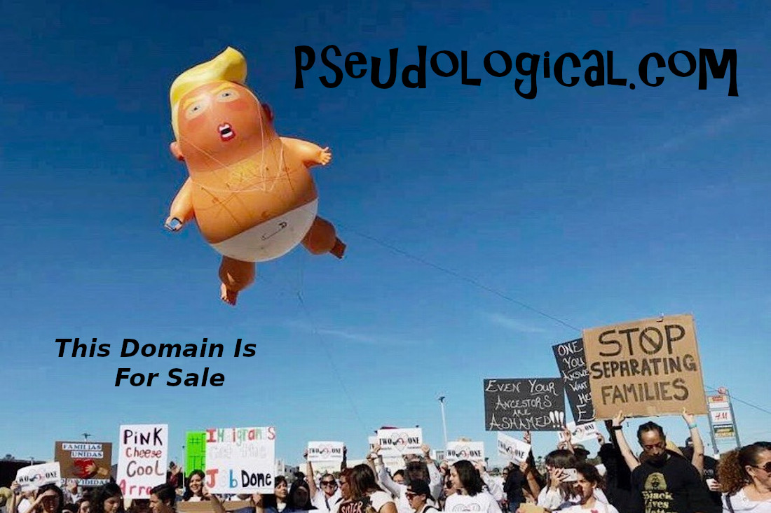 Trump baloon floating over picketers